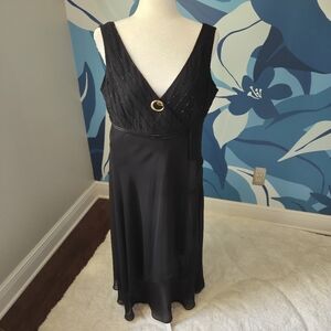 Evan Picone Black Dress with Elegant Gold Detail